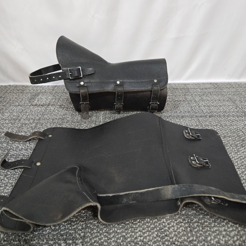 Vintage Black Leather Gaiters Spats 3 Buckle Steampunk Boot Covers Pair